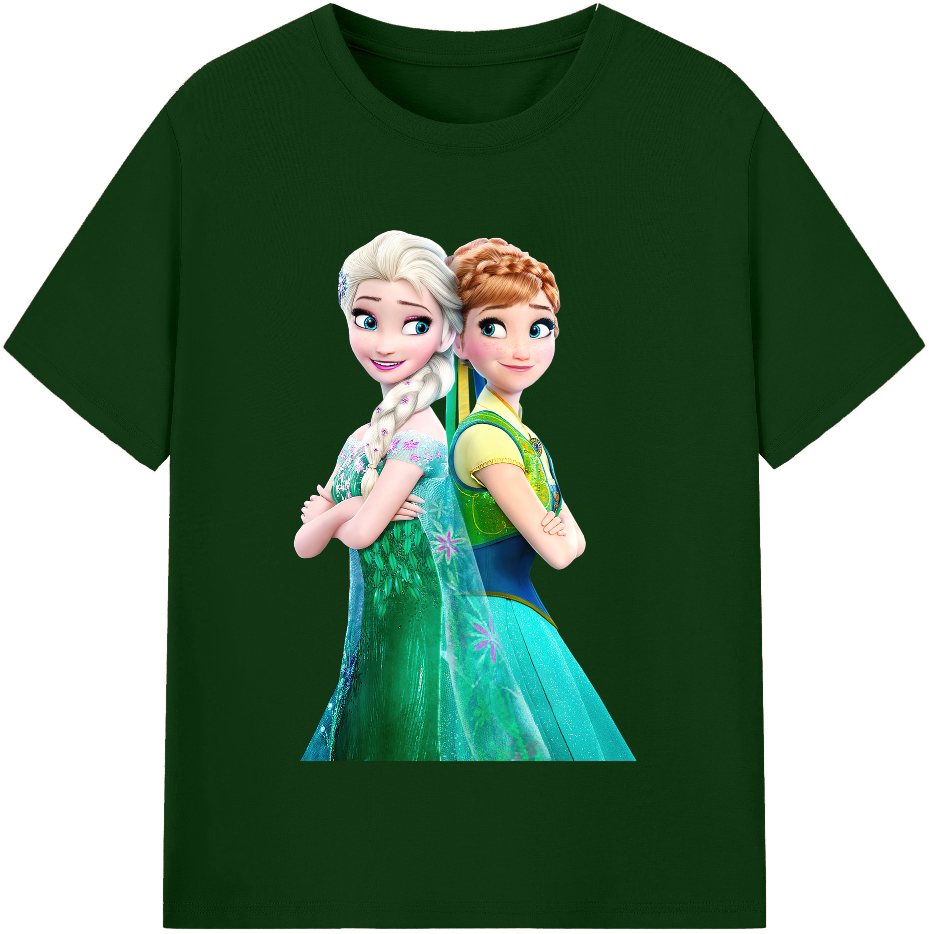 （画像用） アナと雪の女王 アンナ エルサ Frozen Anna Elsa 綿100％半袖Tシャツ（フロントプリント）